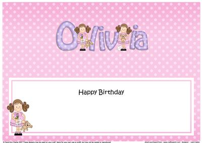 Girlz Birthday Olivia Large Dl Matching Large Dl Insert