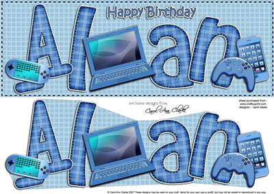 Birthday Alan Large Dl Quick Card 3D Decoupage