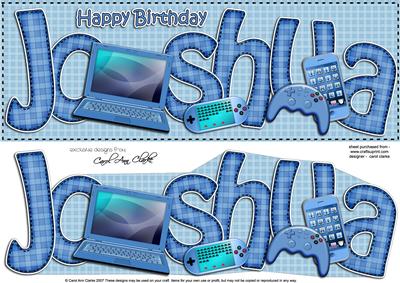 Birthday Joshua Large Dl Quick Card 3D Decoupage
