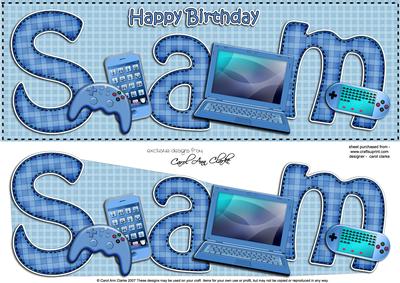 Birthday Sam Large Dl Quick Card 3D Decoupage