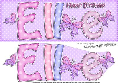 Birthday Elle Large Dl Quick Card 3D Decoupage