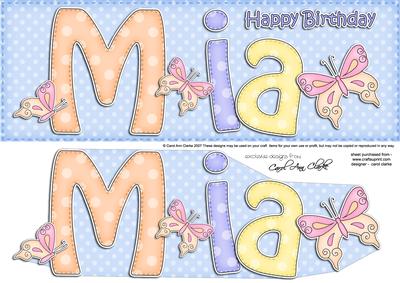 Birthday Mia Large Dl Quick Card 3D Decoupage