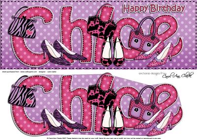 Birthday Chloe Large Dl Quick Card 3D Decoupage
