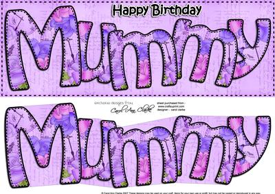 Birthday Mummy Large Dl Quick Card 3D Decoupage