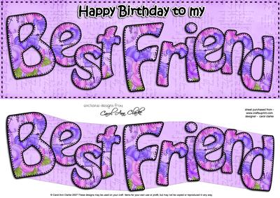 Birthday Best Friend Large Dl Quick Card 3D Decoupage