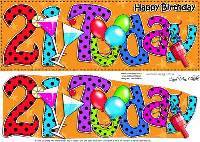Birthday 21 Today Large Dl Quick Card 3D Decoupage