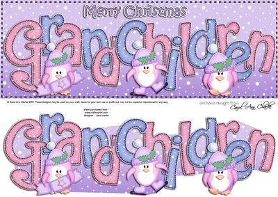 Xmas Large Dl Grandchildren Quick Card N 3D Decoupage