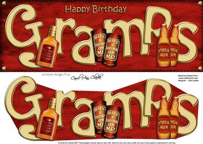 Happy Birthday Gramps Large Dl 3D Decoupage