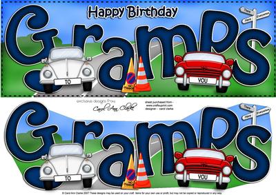 Happy Birthday Gramps Large Dl 3D Decoupage