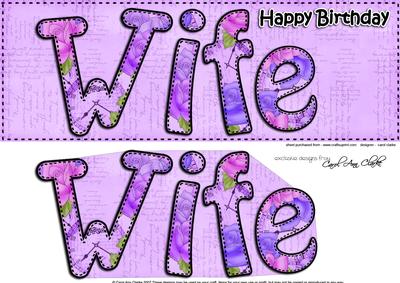Happy Birthday Wife Large Dl 3D Decoupage