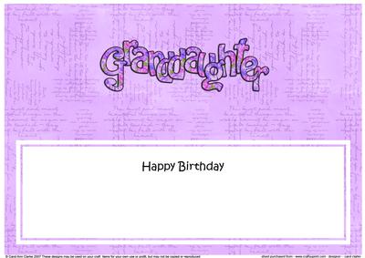 Happy Birthday Granddaughter Matching Large Dl Insert