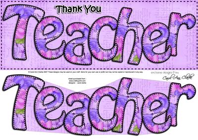 Large Dl Thank You Teacher Card & 3D Decoupage