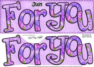 Large Dl Just for You Card & 3D Decoupage