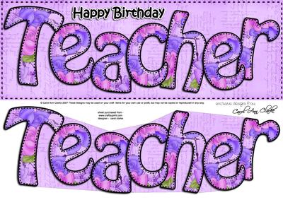 Large Dl Happy Birthday Teacher Card & 3D Decoupage