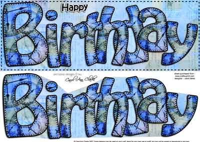 Large Dl Happy Birthday Card & 3D Decoupage