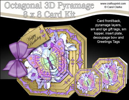 8x8 3D Butterfly & Flowers Pyramage Octagonal Floral Kit
