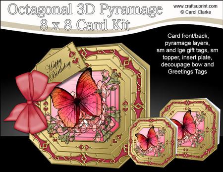 8x8 3D Flowers & Butterfly Pyramage Octagonal Floral Kit