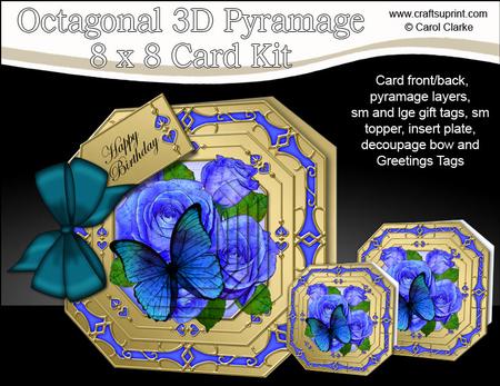 8x8 3D Roses & Butterfly Pyramage Octagonal Floral Kit