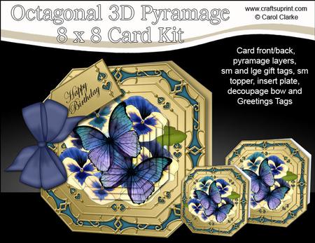 8x8 3D Pansies & Butterfly Pyramage Octagonal Floral Kit