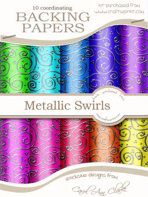 Tooti Frooti 'silver Metallic Swirls' Backing Papers Kit