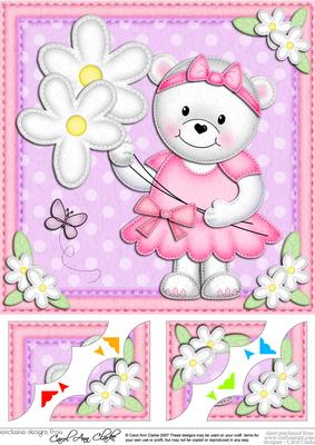8 x 8 Teddy Tess's Flowers Scalloped Corner Topper