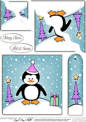 Cheeky Xmas Penguin Wavy Corner Side Stacker Topper