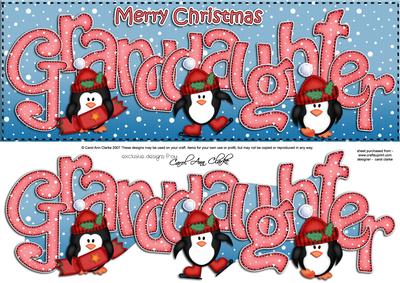 Xmas Large Dl Granddaughter Quick Card N 3D Decoupage