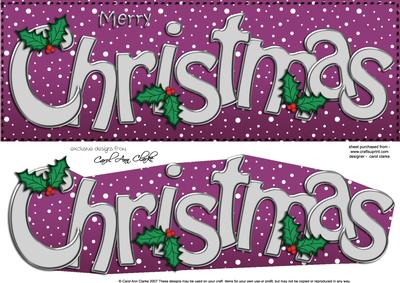 Large Dl Merry Christmas Quick Card 3D Decoupage