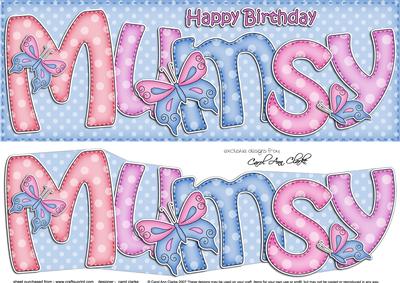 Large Dl Birthday Mumsy Card & 3D Decoupage