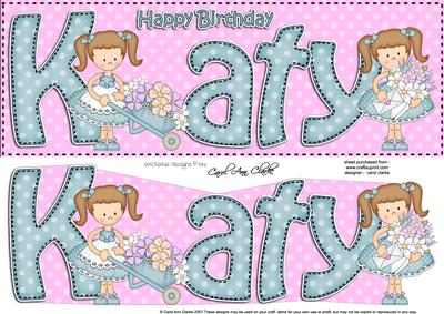 Large Dl Birthday Katy Card & 3D Decoupage