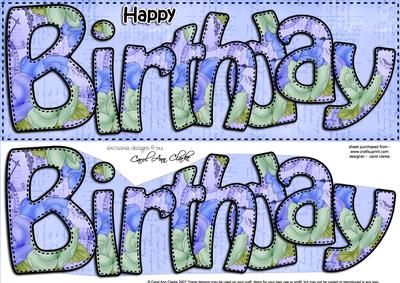 Large Dl Happy Birthday Card & 3D Decoupage