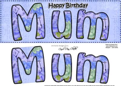 Large Dl Happy Birthday Mum Card & 3D Decoupage