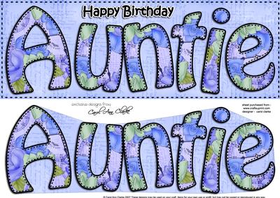 Large Dl Happy Birthday Auntie Card & 3D Decoupage