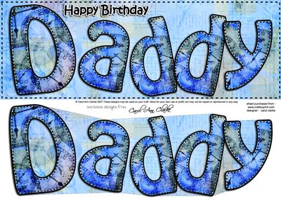 Large Dl Happy Birthday Daddy Card & 3D Decoupage