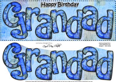 Large Dl Happy Birthday Grandad Card & 3D Decoupage
