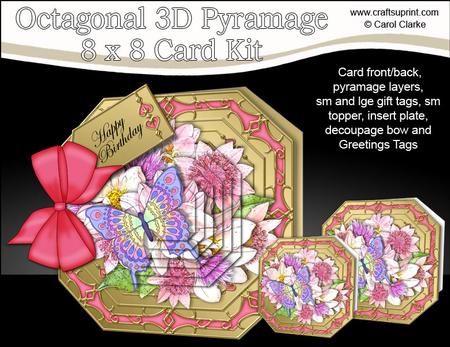 8x8 3D Butterfly & Flowers Pyramage Octagonal Floral Kit