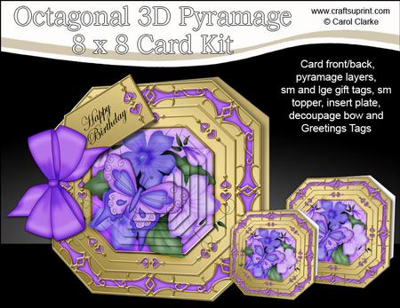 8x8 3D Butterfly & Violas Pyramage Octagonal Floral Kit