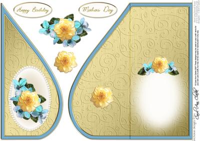 Flowers & Pearls Teardrop Card