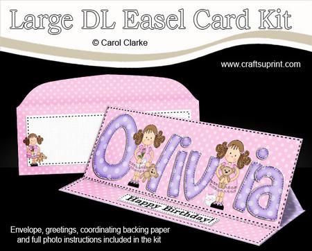 Large Dl Birthday Olivia Easel Card Kit N Envelope