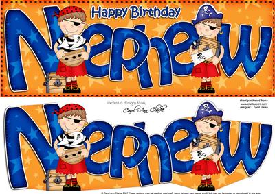 Boyz Birthday Nephew Large Dl Quick Card 3D Decoupage