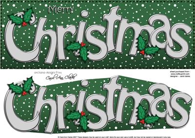 Large Dl Merry Christmas Quick Card 3D Decoupage