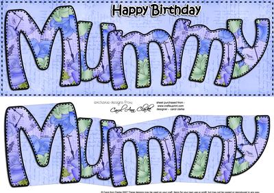 Large Dl Happy Birthday Mummy Card & 3D Decoupage
