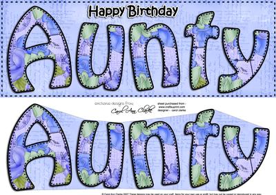 Large Dl Happy Birthday Aunty Card & 3D Decoupage
