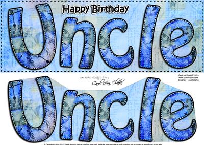 Large Dl Happy Birthday Uncle Card & 3D Decoupage