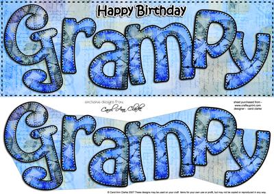 Large Dl Happy Birthday Grampy Card & 3D Decoupage