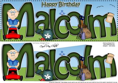 Large Dl Happy Birthday Malcolm Card & 3D Decoupage