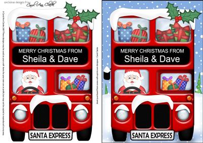 Xmas Santa Express Sheila & Dave A5 Quick Card 3D Decoupage
