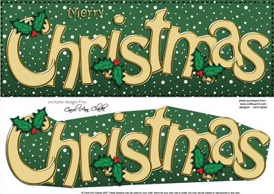 Large Dl Merry Christmas Quick Card 3D Decoupage