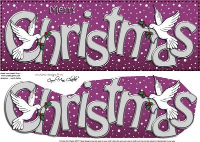 Large Dl Merry Christmas Quick Card 3D Decoupage