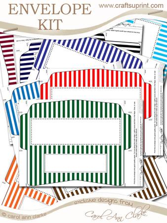 10 Mini Dl (80 x 215mm) Stripes Envelope Kit